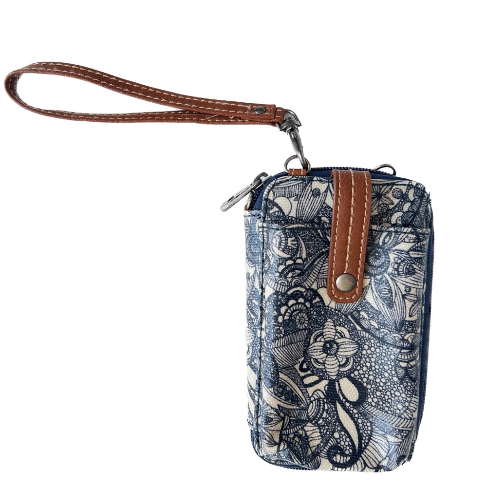 Sakroots Navy Spirit Artists Circle Wristlet Wallet Blue & Cream No Body Strap